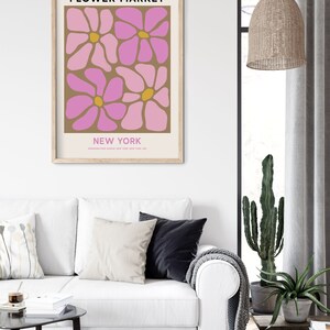 New York Flower Market Printable Wall Art, Pink Flower Market Poster, Abstract Flower Painting, New York Print, Abstract Pink Daisy Art image 8
