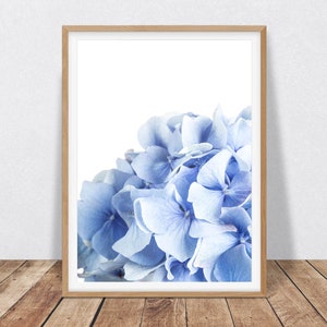 Blue Hydrangea Print, Printable Wall Decor Blue Flower Wall Art, Blue Hydrangea Photo Digital Download, Soft Blue Decor, Flower Photograph