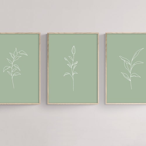 Sage Green Botanical Printable Wall Art Digital Print - Etsy