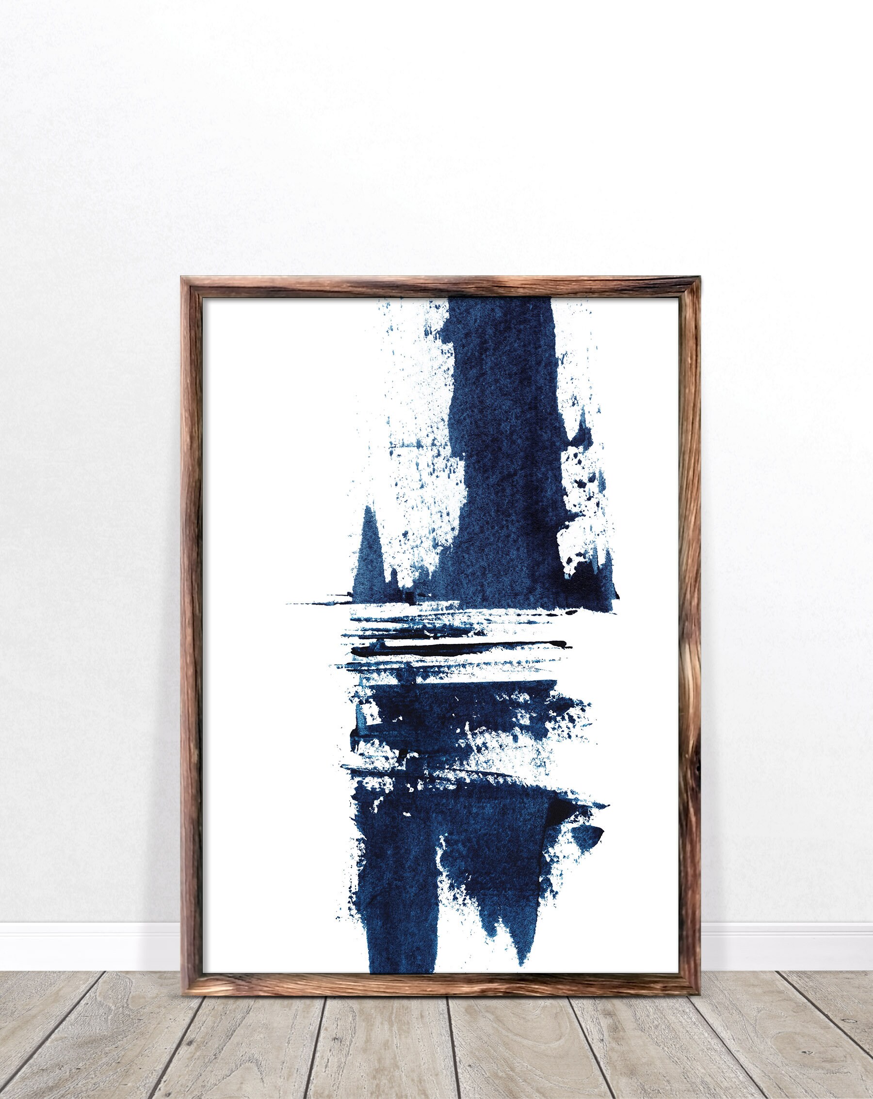 Abstract Painting Navy Blue Wall Art Coastal Decor Printable Etsy