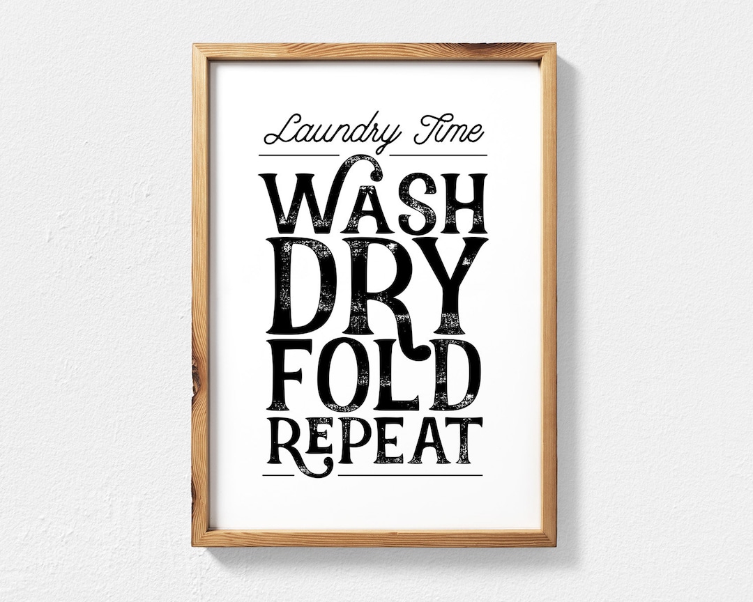 Laundry Room Sign Wash Dry Fold Repeat Printable Wall Art, Vintage ...