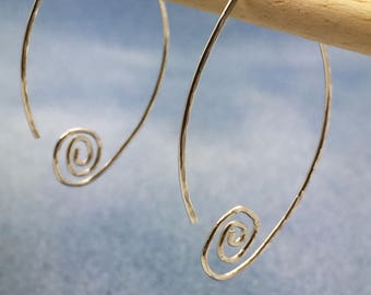 Sterling Silver Hammered Swirl Earrings, Silver Earrings, Gift for Her, Fashion Earrings, Christmas Gift