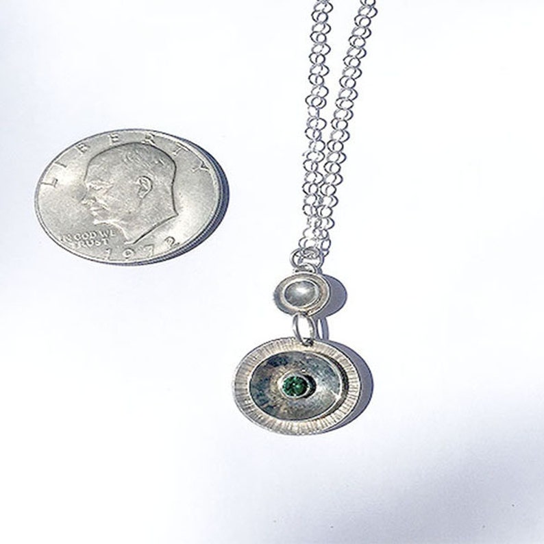 Sterling Silver Emerald Green Gemstone Necklace Free Shipping Mother/'s Day Gift Designer Necklace Modern Pendant