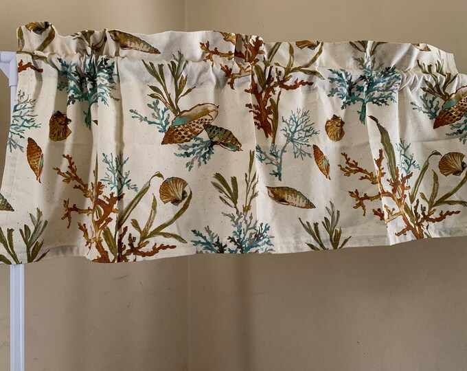 Seashell Print Valances Window Treatment Window Topper Window Decor