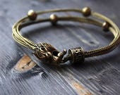 bracelet Bronze Wolf bracelet handmade viking bronze gift Mjolnir Nordic