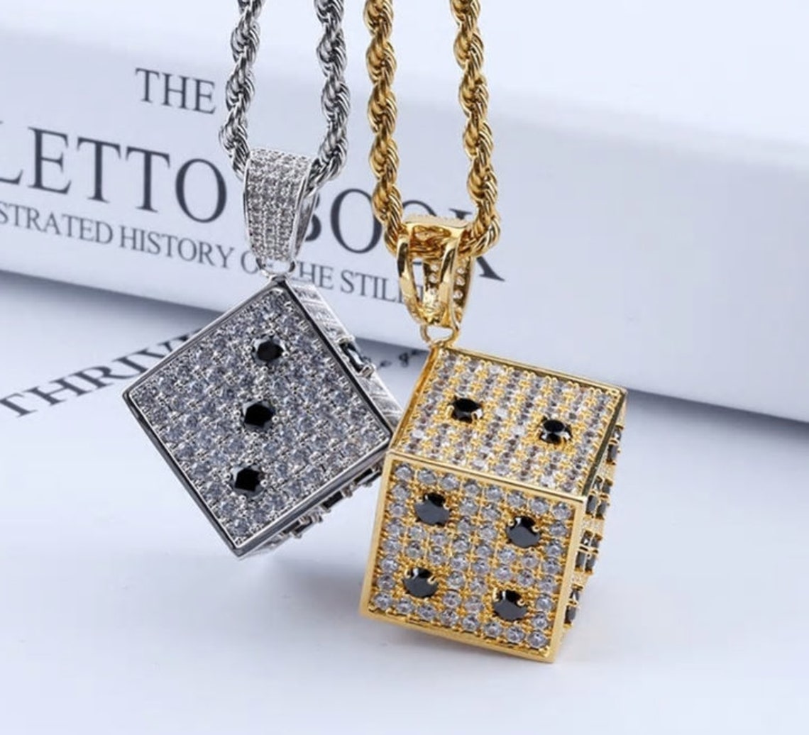 Dice Men Pendant Iced Out Men's Hip Hop Necklace choice Etsy
