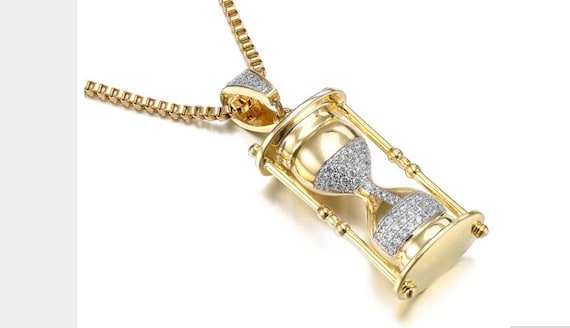 Sand Clock Pendant Hip Hop Necklace 