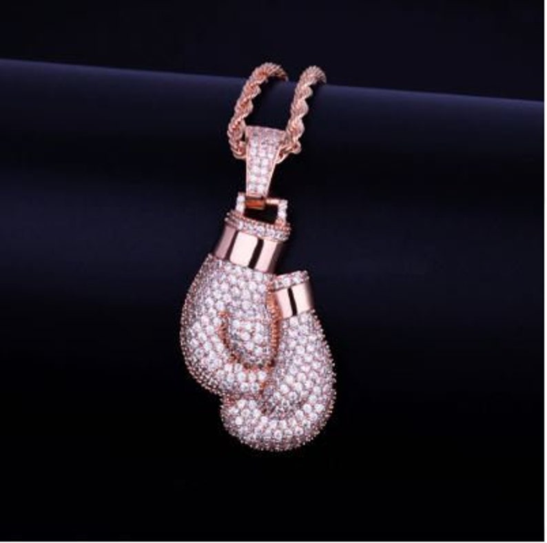 Bling Boxing Gloves Pendant Necklace Etsy