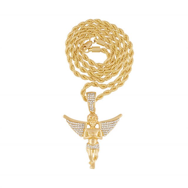 Iced Out Angel Pendant on 24 or 30 Inch 