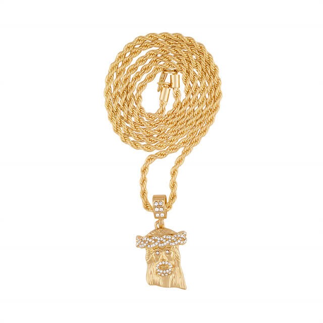 Jesus Piece Pendant on 24 or 30 Inch Rope Chain