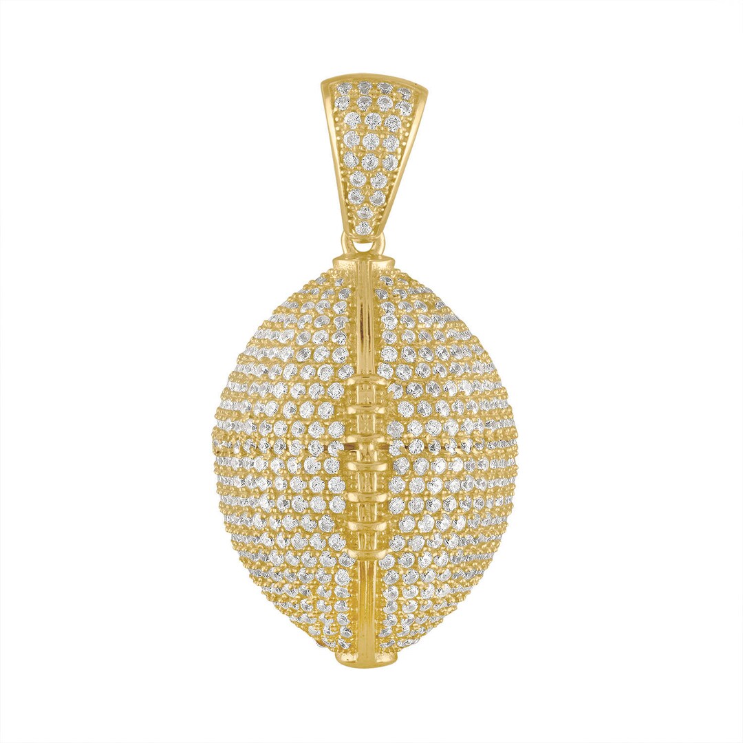 Iced Out Football Pendant W/ Chain Etsy