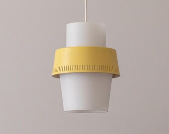 Modernist pendant lamp made of opal glass and aluminum, Austria, 1950s