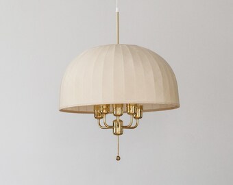 Large Hans Agne Jakobsson brass pendant lamp, model T549/6 'Carolin', Sweden, 1960s