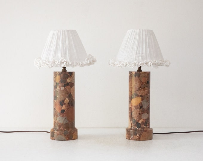 Pair of 2 Midcentury Marble Table Lamps Portugal 1960s Etsy