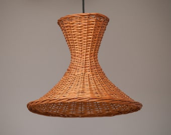 1/2 Diabolo pendant lamp made of willow mesh, 1950s