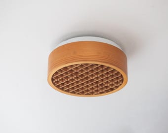 modernist ceiling lamp made of pinewood, Sweden 1960s