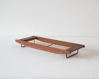 modernist bowl made of teak and rattan, Denmark 1960s