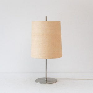 large mid-century table lamp made of steel and raw silk, Germany 1960s