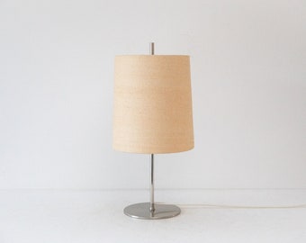 large mid-century table lamp made of steel and raw silk, Germany 1960s