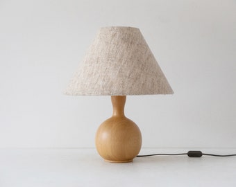 Table lamp made of oak wood and wool, Germany 1970s