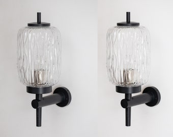 Pair (2) large wall lamps from Glashütte Limburg, Germany 1970s