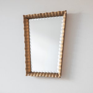 Mirror made of turned wood by Max Welz, Austria 1930s