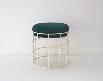 Tabouret vintage en fer et laine, Allemagne 1960