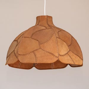 rare patchwork pendant lamp made of suede, Germany 1970s