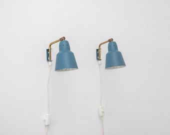 a pair (2) adjustable wall lights made of lacquered metal, Sweden 1950s