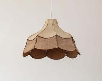 Large pendant lamp made of suede, Germany 1970s