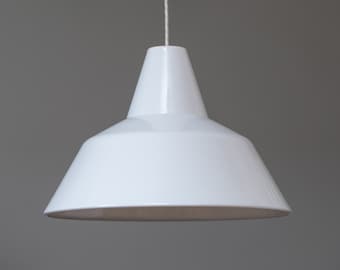 1 of 4 XL enamel fitting workshop lamp by Axel Wedel Madsen for Louis Poulsen, Denmark 1950s