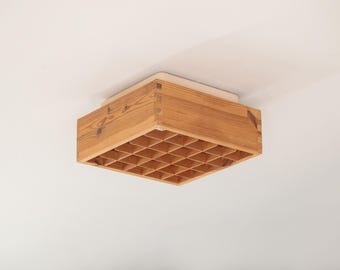 1 of 3 modernist ceiling light made of pine wood, Sweden 1960s