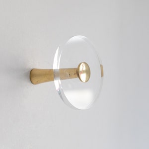 1 of 2 coat hooks made of brass and acrylic glass from the United Workshops in Munich, Germany 1950s