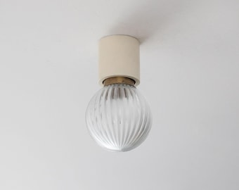 1 of 7 modernist ceiling lights made of steel and cut glass, Germany 1950s