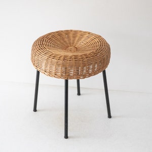 Mid-century stool made of wicker and iron, Germany 1950s