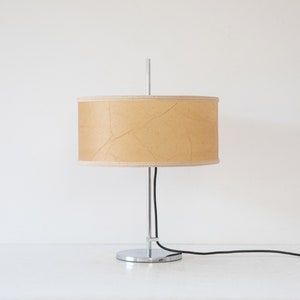 modernist table lamp made of steel with parchment shade, Germany 1960s
