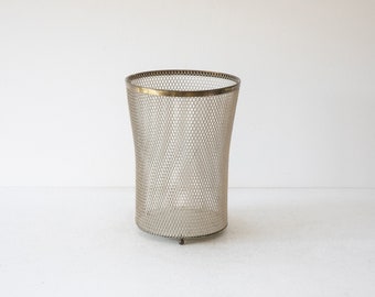 United workshops Munich wastepaper basket / umbrella stand made of brass and expanded metal, Germany 1950s