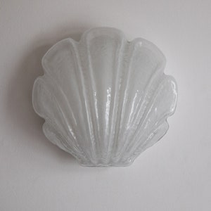 1 of 4 large shell-shaped wall lamp made of ice glass by Glashütte Limburg, Germany 1970s