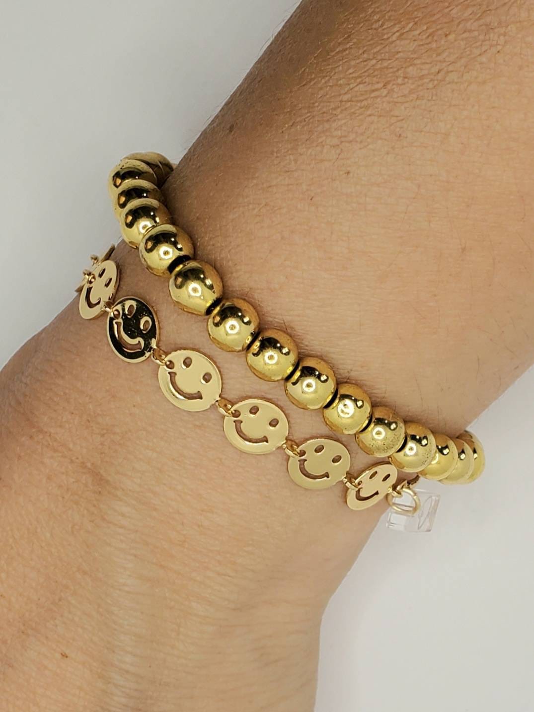 18k Gold Filled Smiley Adjustable Bracelet Happy Face Etsy Canada