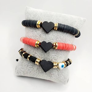 Genuine Jet Stone Heart Charm | Azabache Protection Heart Bracelet | Jet Stone Bracelet