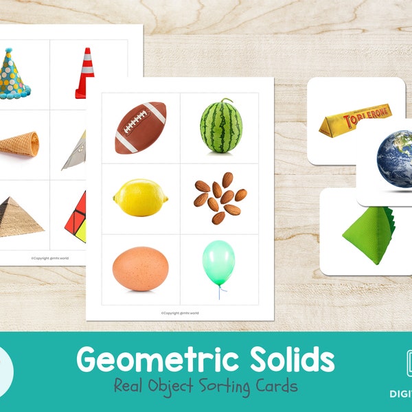 Geometric Solid Real Objects Sorting Card · Montessori · Homeschool · Preschool · PRINTABLE