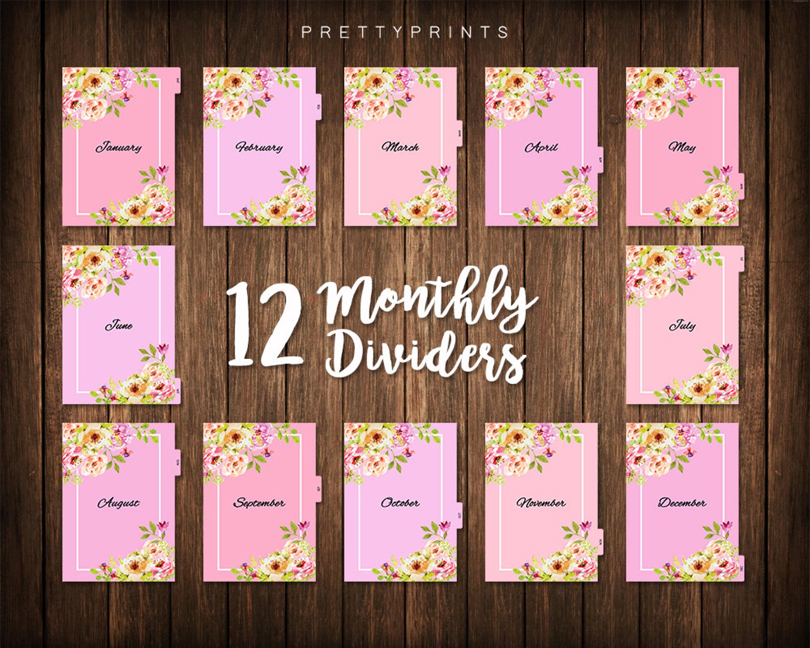 Monthly Dividers Printable A5 Planner Dividers Tabbed A5 | Etsy