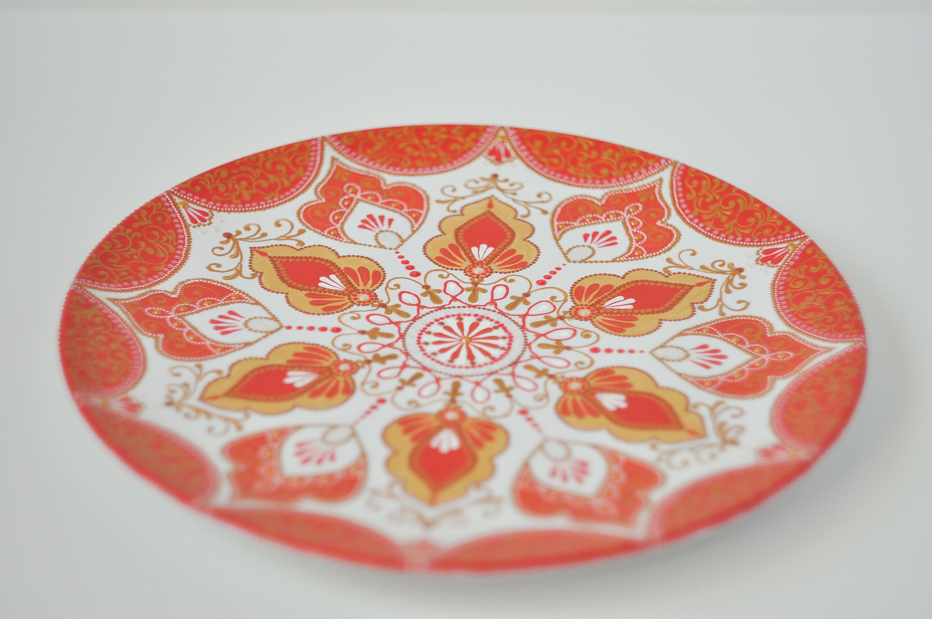 Red and gold wall decorative plate classic interior decor Etsy