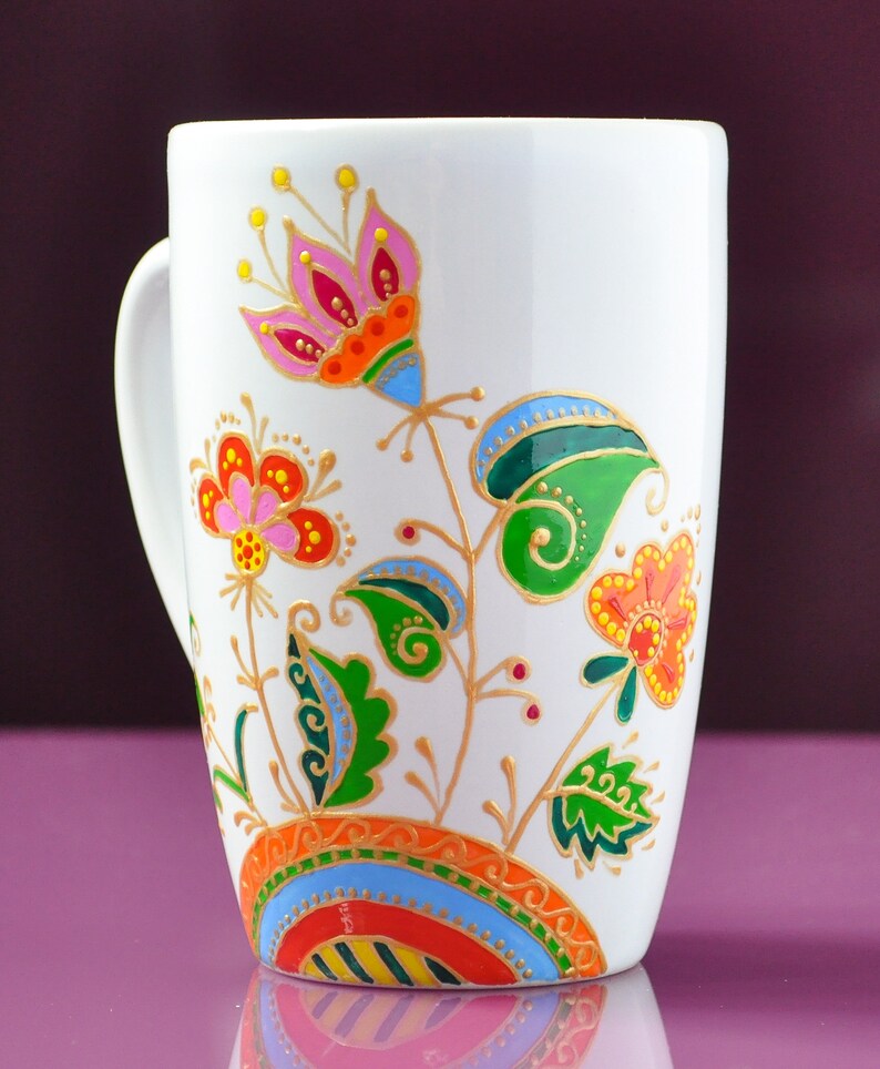 Hand painted mug floral coffee mug flower coffee mug Etsy