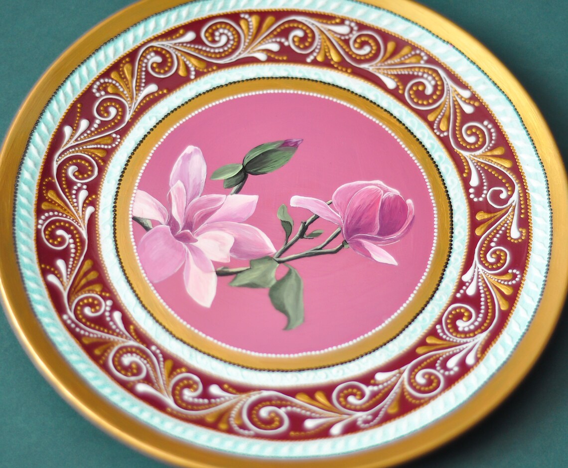 Magnolia Plate for Hanging Decorative Wall Plate With Magnolia Etsy