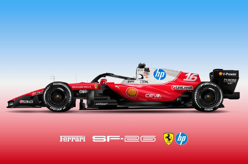 Ferrari F1 SF26 - 2026, Printable Color Illustration - Etsy