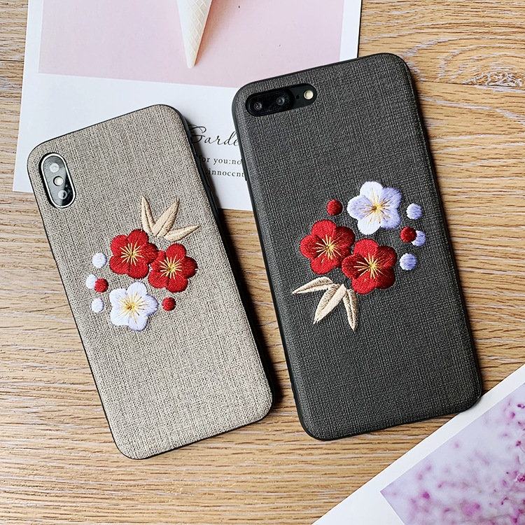 Embroidered phone case custom plum flower Embroidery Pattern Etsy