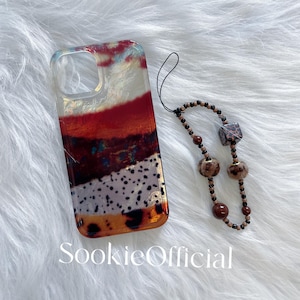 Pearlescent Color Block MagSafe iPhone Case with Chain, Glossy Shell Phone Case for iPhone 17 16 15 14 13 12 11 pro max