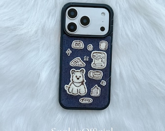 Embroidered Puppy iPhone Case: Denim Style Dog Lover Gift