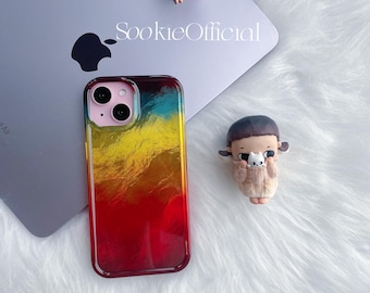 Funda nacarada para iPhone con efecto arcoíris y protección con degradado de color brillante